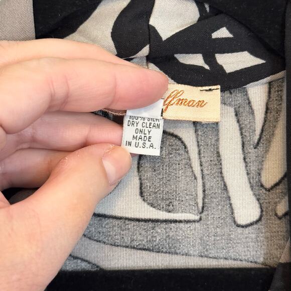 Mara Hoffman Mini Dress Womens S Brown Silk Abstract Long Sleeve Tie Neck Party - Picture 7 of 9